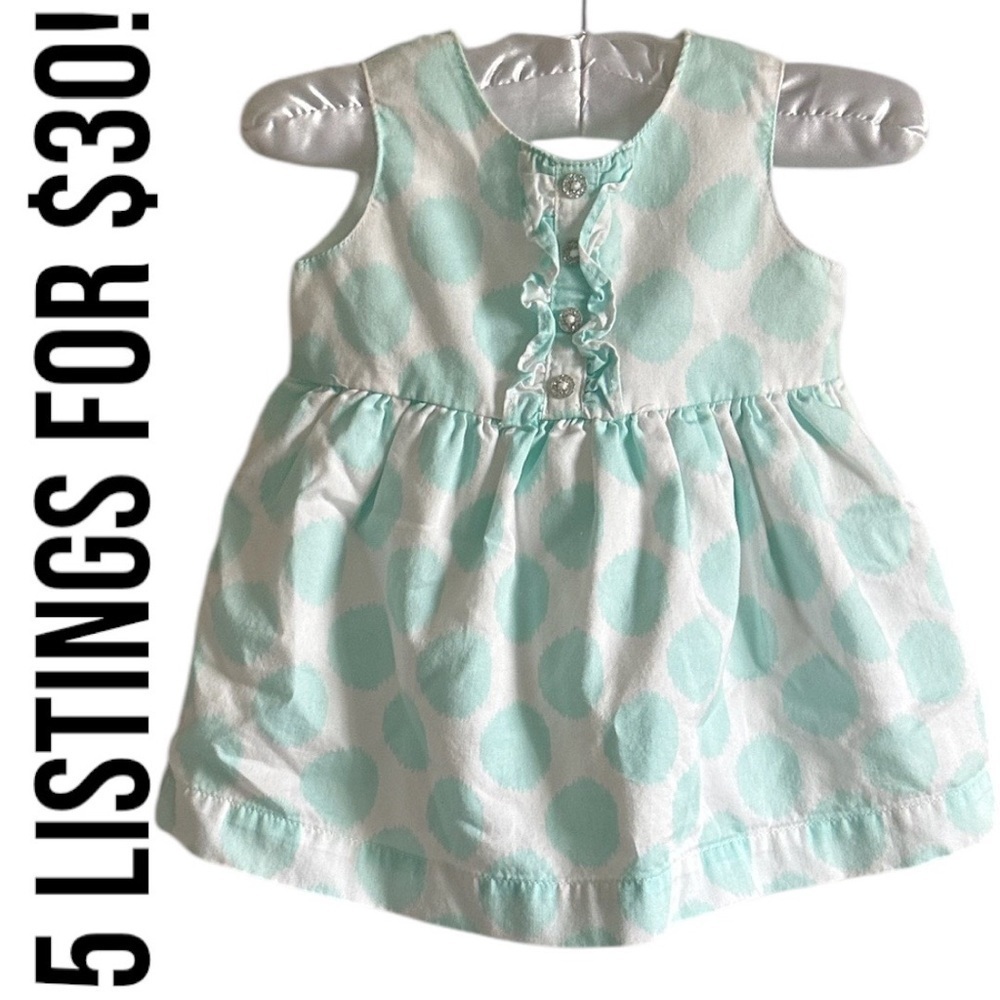 Carterās Formal Sleeveless Polka Dot Dress Light Blue White 3 Months Baby Girl